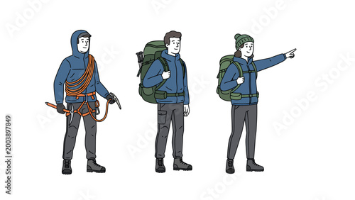 Adventure Seekers: Illustrated Hikers, Trekkers, and Climbers with Outdoor Equipment