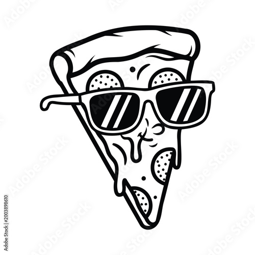 Obraz na płótnie Cool pizza slice a fun cartoonish illustration with sunglasses