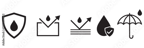 Waterproof Symbol Sign Icon Vector Illustration Isolated Waterproof Protection Label Design
 Collection