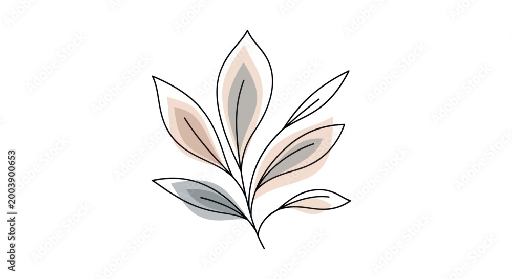 Fototapeta premium Minimalist botanical illustration on white
