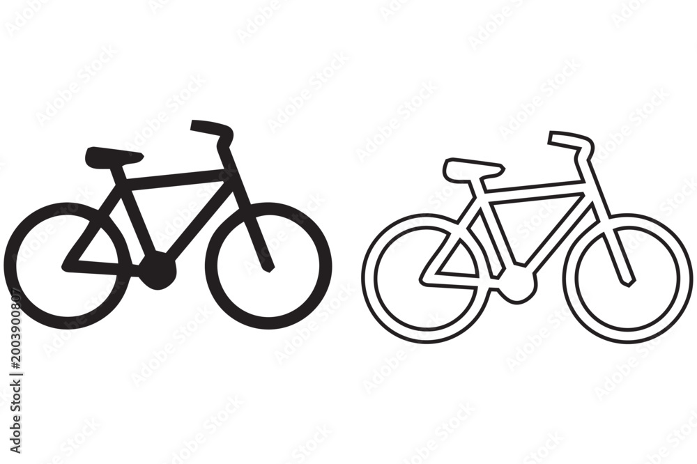 Fototapeta premium Two black and white bicycle illustrations a simple line art representation