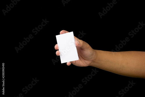 Tableau sur toile Hand holding a blank business card