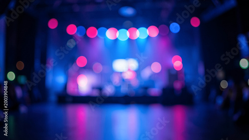 Abstract concert stage lights with vibrant bokeh background