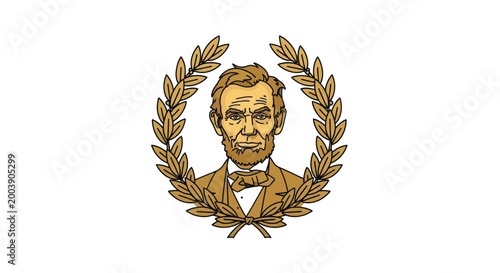 Photos Abraham Lincoln Laurel Wreath Portrait Illustration