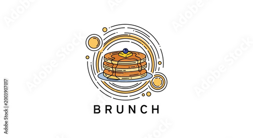 Pancakes with fruit and syrup.