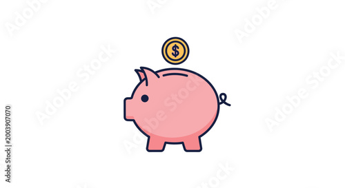 Pink Pig Saving Money Concept.