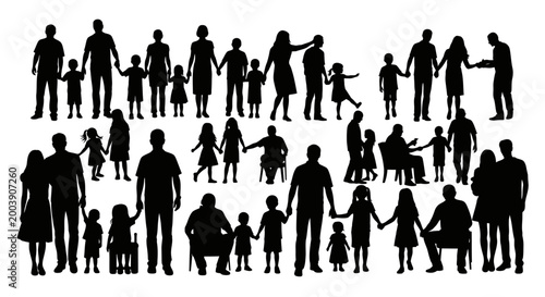 Silhouettes of diverse family members.