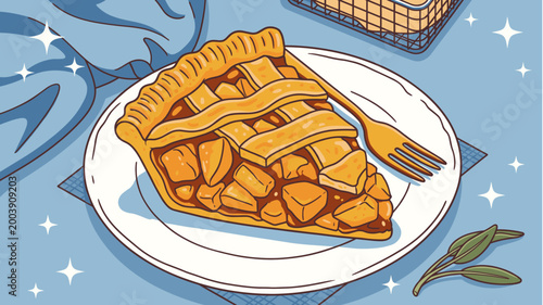 Apple Pie Slice Dessert Illustration