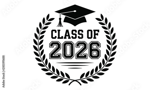 Graduation ceremony with cap and laurel wreath honors Class of 2026