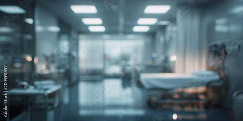 A blurry image of a hospital bed.