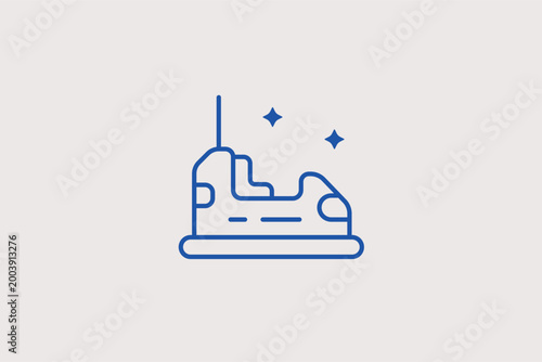 Bumper car line icon for amusement park attractions and fairground rides. Fun vector illustration for theme park maps and family leisure activity guides.