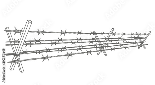 Bild auf Leinwand Barbed wire fence roll closeup.