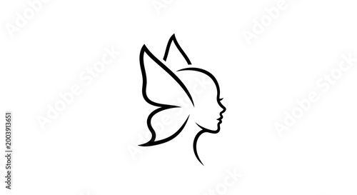 Foto Black and white fairy head profile.