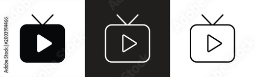 icon for watching, playing videos. icon for live TV broadcast sign. vector illustration