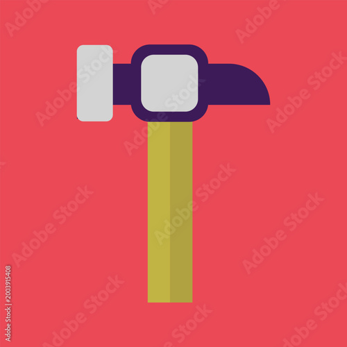 Hammer symbol illustration on background.  Flat Hammer Illustration Carpenter Hand Tool Icon Isolated on Background.