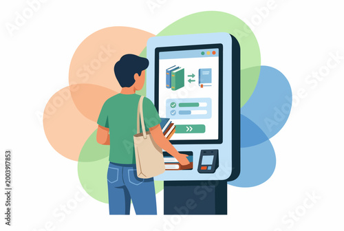 Modern Self Service Kiosk for Library Book Borrowing and Return