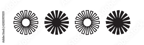 Photos Four variations of a sunburst or flower icon, in outline and solid fill