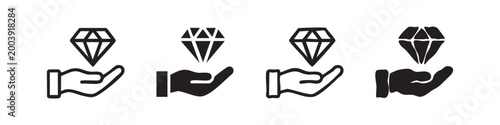 Konstfotografi Hand holding diamond icon - value, luxury, precious, gem, quality
