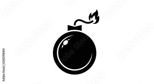 Tableau sur toile Exploding Bomb Icon with Burning Fuse - Danger Symbol