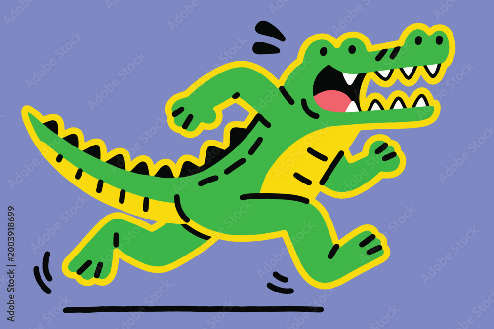 Fototapeta premium Cute Alligator Mascot Vector Running Illustration Creative Design Template 