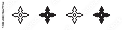 Shuriken icons: outlined and filled, ninja throwing stars.