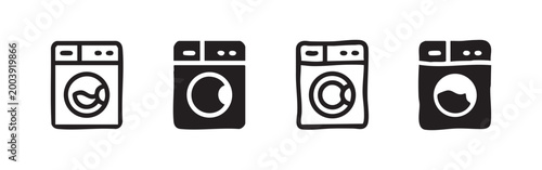 Washing Machine Icon Set for Laundry and Home Appliances