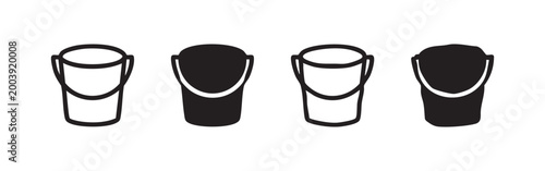 Canvas Print Four bucket icons, outlined and solid fill