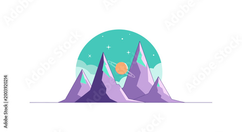 Canvastavla Purple Mountains Landscape Nature Scene.