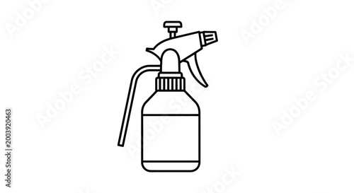 Spray bottle with nozzle and handle.