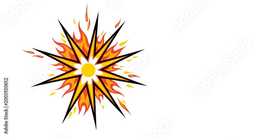 Vibrant Orange Yellow Starburst Graphic Element.