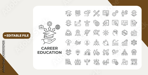 Fotografía Career Education line editable icon set