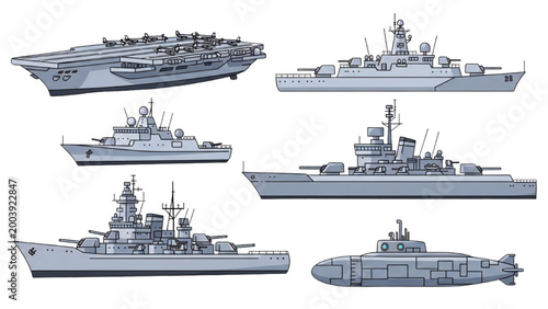 2D AutoCAD designs of naval vessels including ships and submarines in various configurations