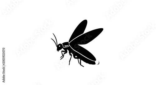 Insect Wasp Flying Black Silhouette.