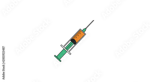 Canvastavla Syringe with orange liquid vaccine.