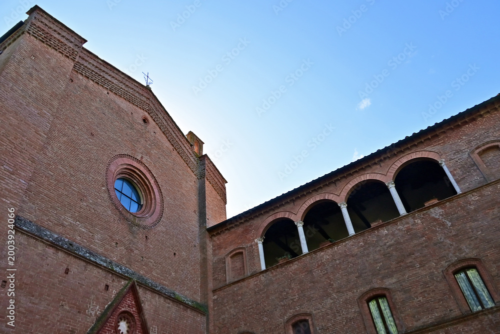 Naklejka premium Asciano, l'Abbazia di Monte Oliveto Maggiore, Siena, Toscana