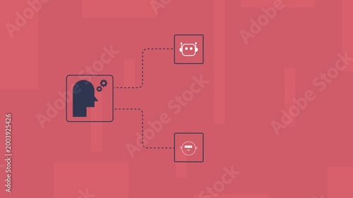 AI core system and virtual agents connected with structured network, autonomous task execution and intelligent framework.
