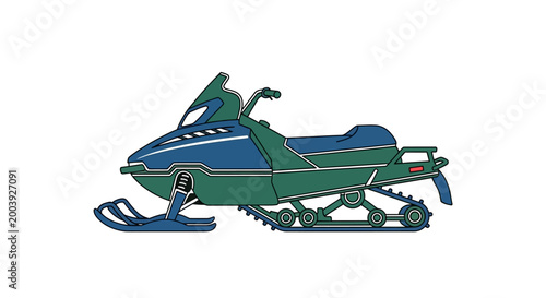 Photos Green and blue snowmobile vehicle machine.