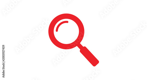 Red Magnifying Glass Icon Symbol.