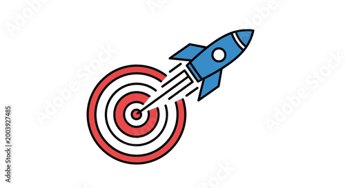 Rocket hitting target bullseye symbol.