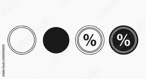Set of Percentage Discount Badge Icons - Sale, Offer, and Promotion Vector Symbols