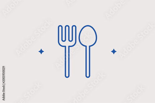 Fork and spoon line icon for dining etiquette and general food service. Universal vector illustration for cafe signage and culinary mobile application interfaces.