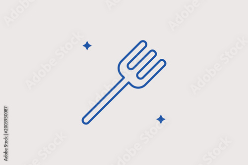 Cooking fork line icon for kitchen tools and food preparation. Practical vector illustration for culinary blogs and restaurant kitchen equipment catalogs.