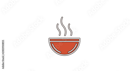 Hot Bowl Of Soup With Steam.