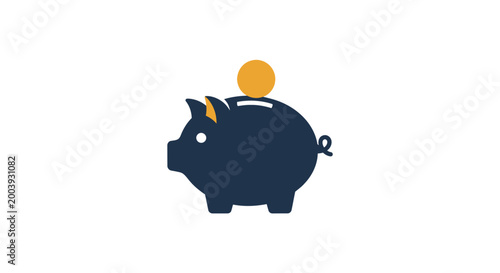 Piggy Bank with Coin Inserted.