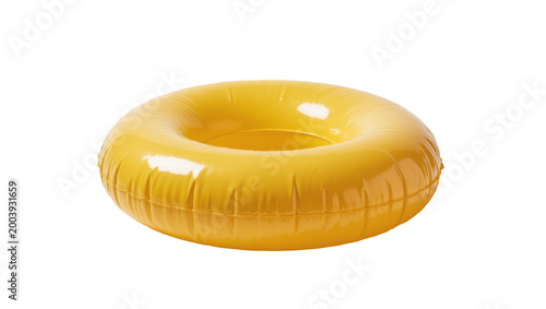 Yellow inflatable pool float with textured surface and bright highlights