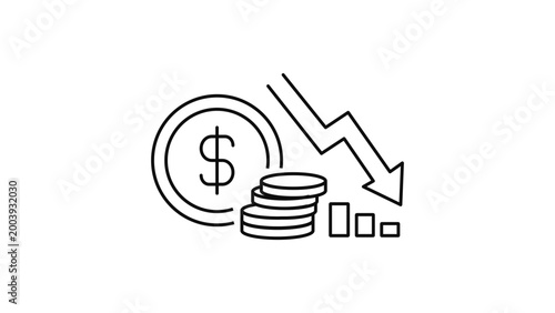 Bild auf Leinwand Deflation and Economic Downturn Vector Icon with Editable Stroke