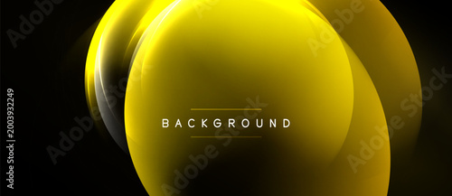 Abstract yellow design. Overlapping circles create glowing effect. Text reads background. Dark backdrop enhances visual impact.