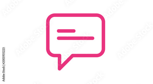 Pink speech bubble icon symbol.