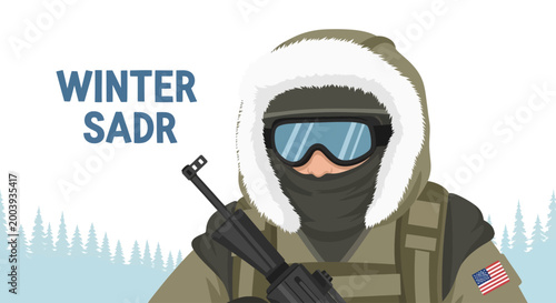 фотографія Soldier in winter camouflage gear.