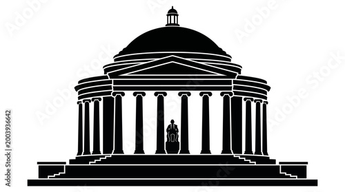 Jefferson Memorial silhouette vector for American history, heritage, culture, democracy, branding, architecture, tourism, education, and design projects worldwide